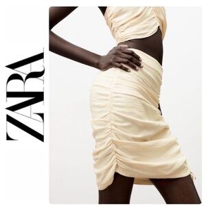 Zara Draped Ruched Pencil Mini Skirt  NWT